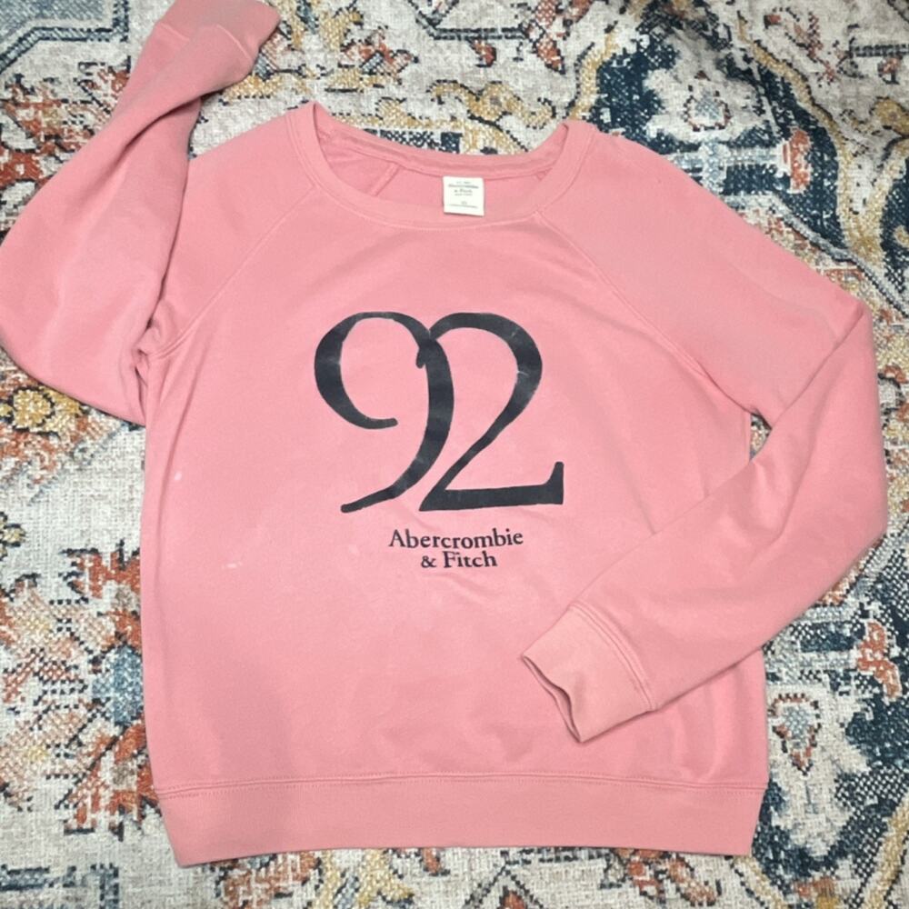 Vintage Y2K Abercrombie & Fitch Pink Graphic Crewneck Sweatshirt XS 92 Logo